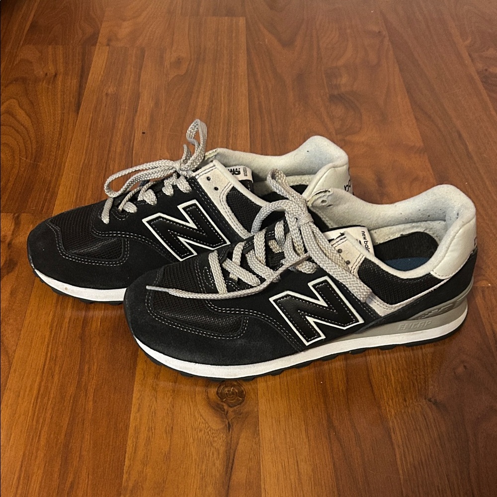 New Balance Black and Gray Retro 574 Shoes